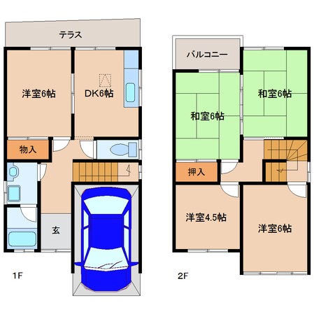 西ノ京駅 徒歩21分 1-2階の物件間取画像